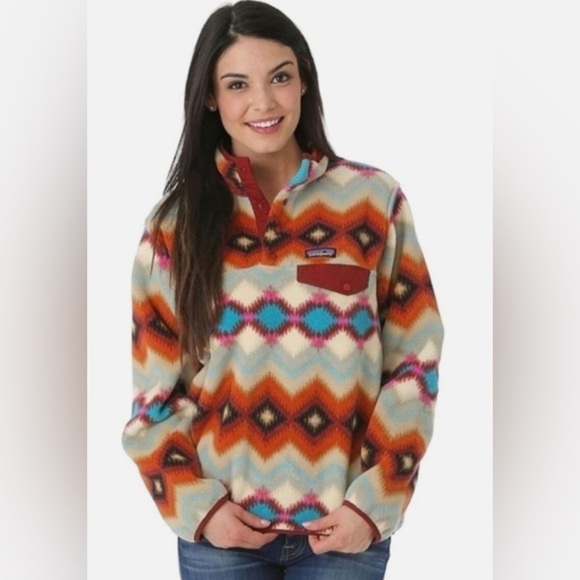 Patagonia Synchilla Snap-T Timber Twist Aztec Lightweight Outdoor Fleece Women S - Picture 4 of 13